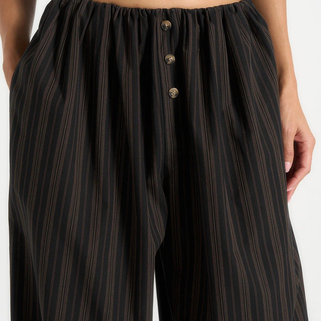 Black and brown striped wide leg trousers
