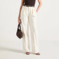 High waisted pleated straight leg trousers
