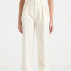 High waisted pleated straight leg trousers