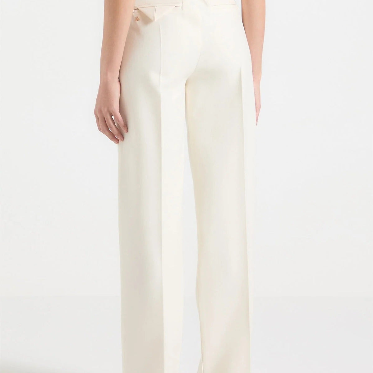 High waisted pleated straight leg trousers