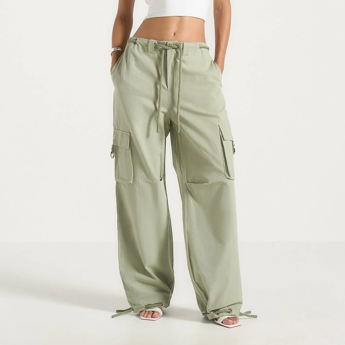 Multi pocket drawstring cargo pants