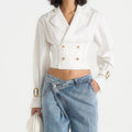 White cropped double breasted shirt