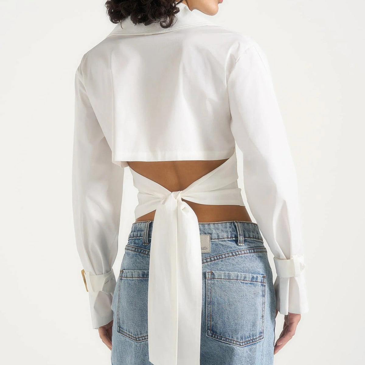 White cropped double breasted shirt