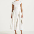 White off the shoulder midi dress