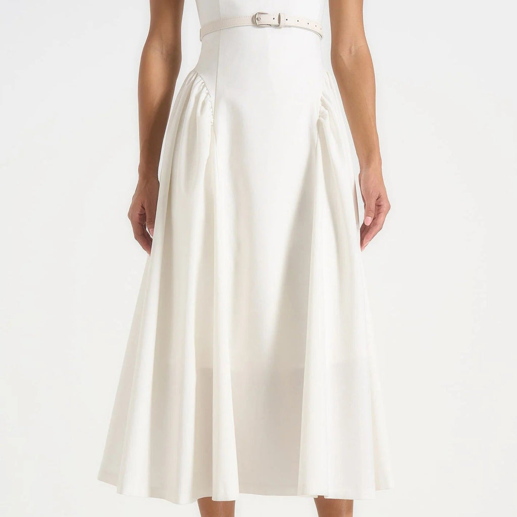 White off the shoulder midi dress