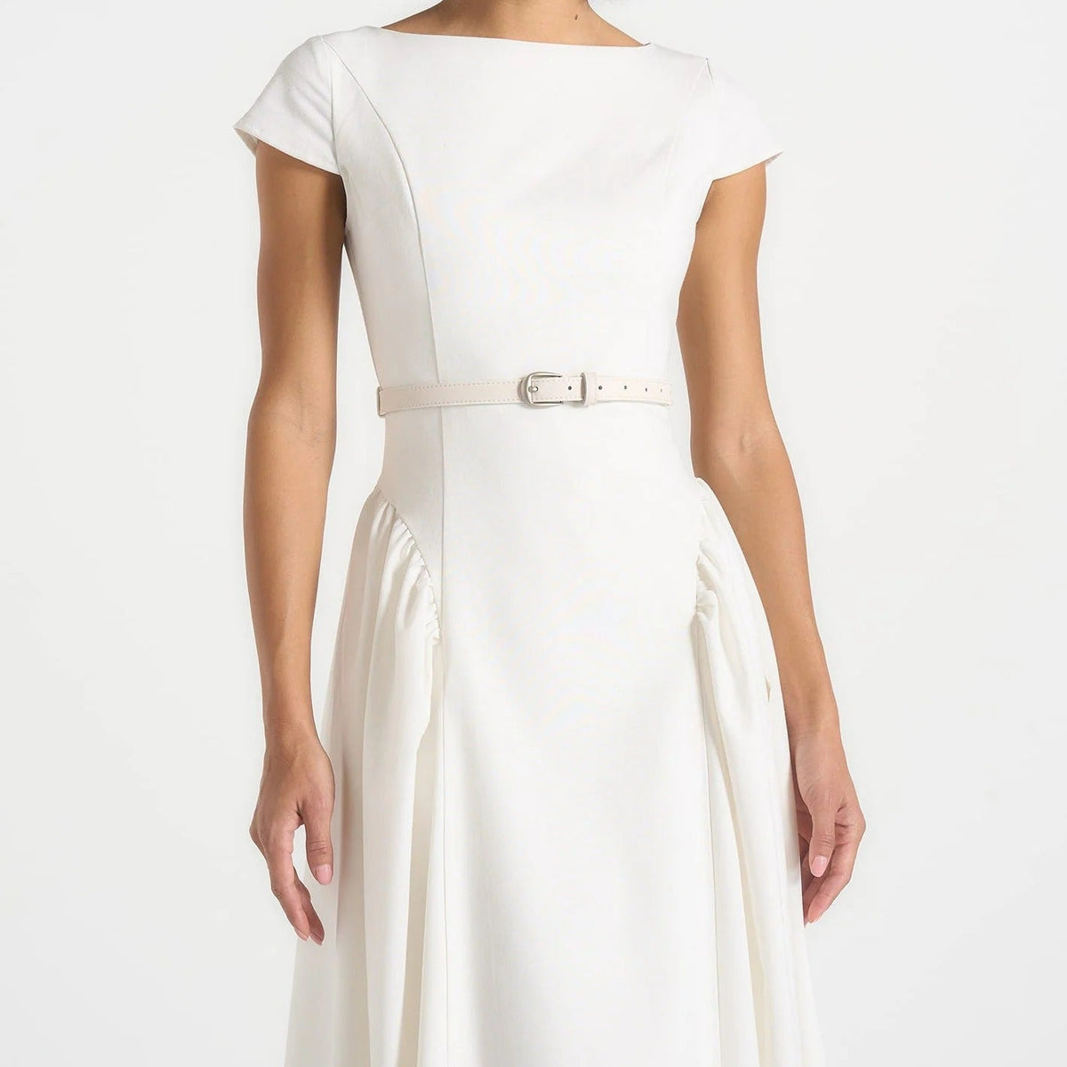 White off the shoulder midi dress